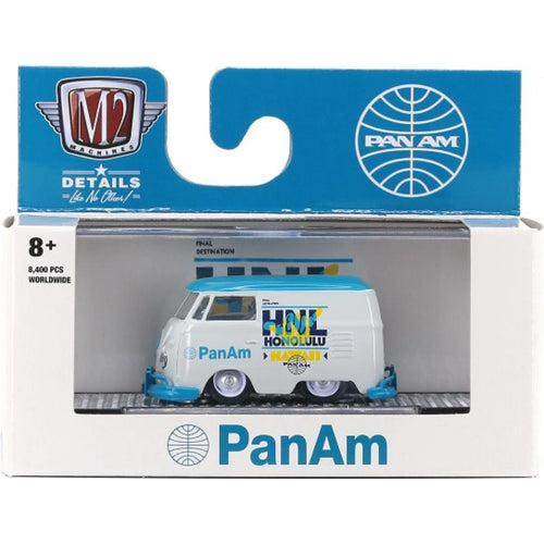 1960 VW Delivery Van - White & Blue Pan Am Model-Kit on Display Base (Auto-Thentics Release 68)