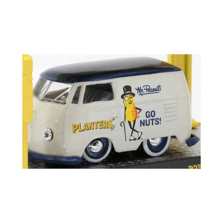 1960 VW Delivery Van - White & Blue Planters "Go Nuts!" with White Rims (Auto-Lift Release 25 Set Exclusive)