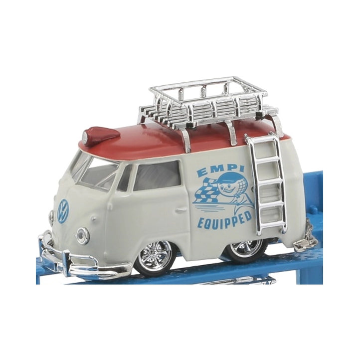 1960 VW Delivery Van - White & Red EMPI Equipped with Red Roof, Silver Roof Rack & Ladder (Auto-Lift Release 19 Set Exclusive)