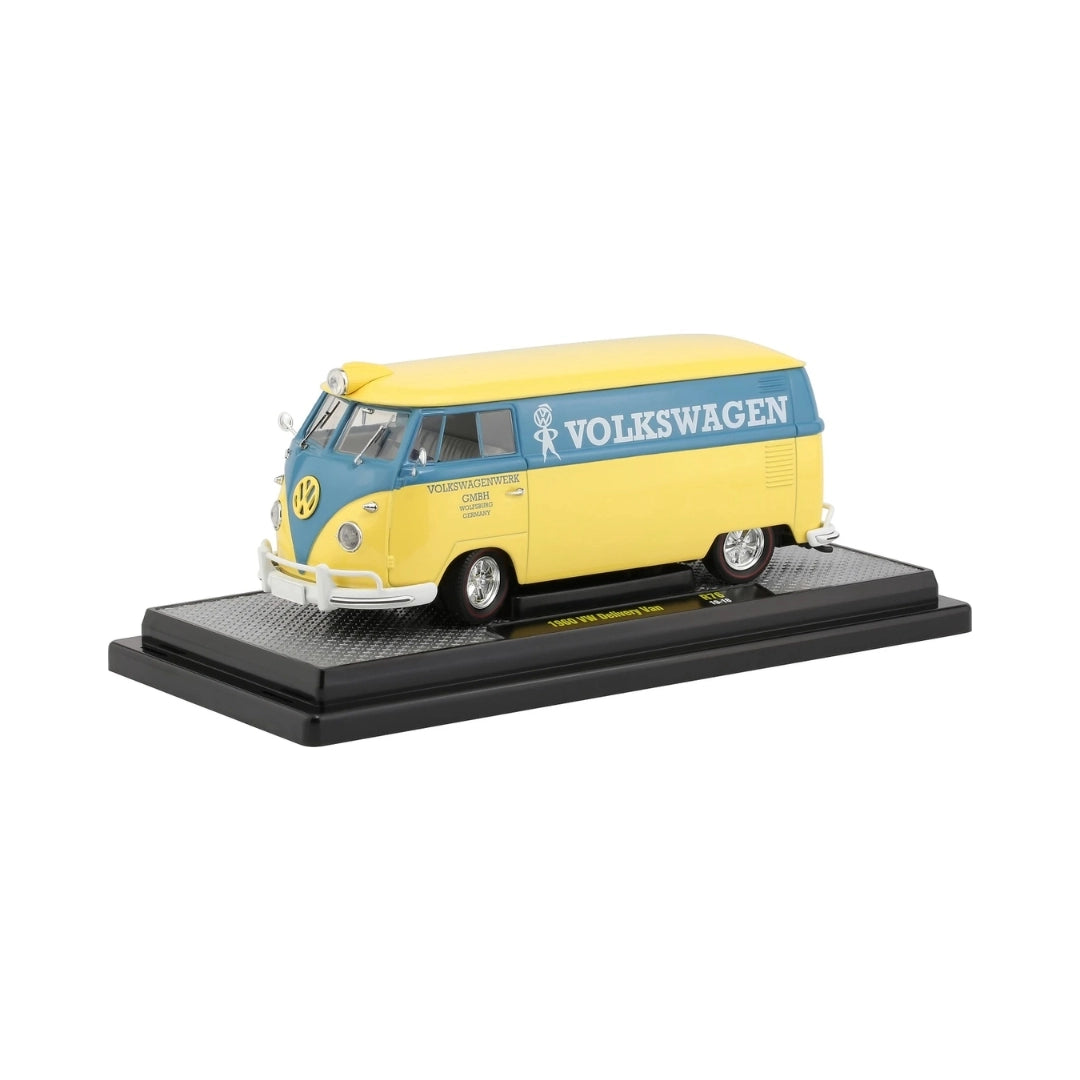 1960 VW Delivery Van - Yellow/Blue (Volkswagen Livery, Silver Chrome Rims, Black Interior & Details)