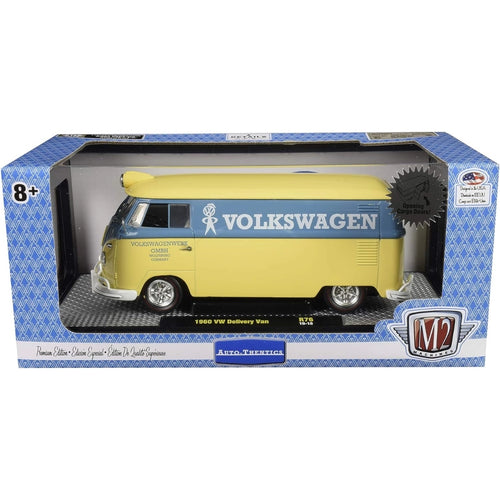 1960 VW Delivery Van - Yellow/Blue (Volkswagen Livery, Silver Chrome Rims, Black Interior & Details)