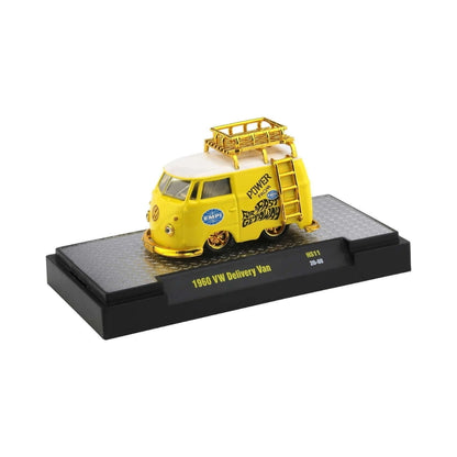 1960 VW Delivery Van - Yellow EMPI Power Reverser with Silver Chrome Details, White Interior, Silver Roof Rack & Ladder (Exclusive, Limited Edition, Premium Range)