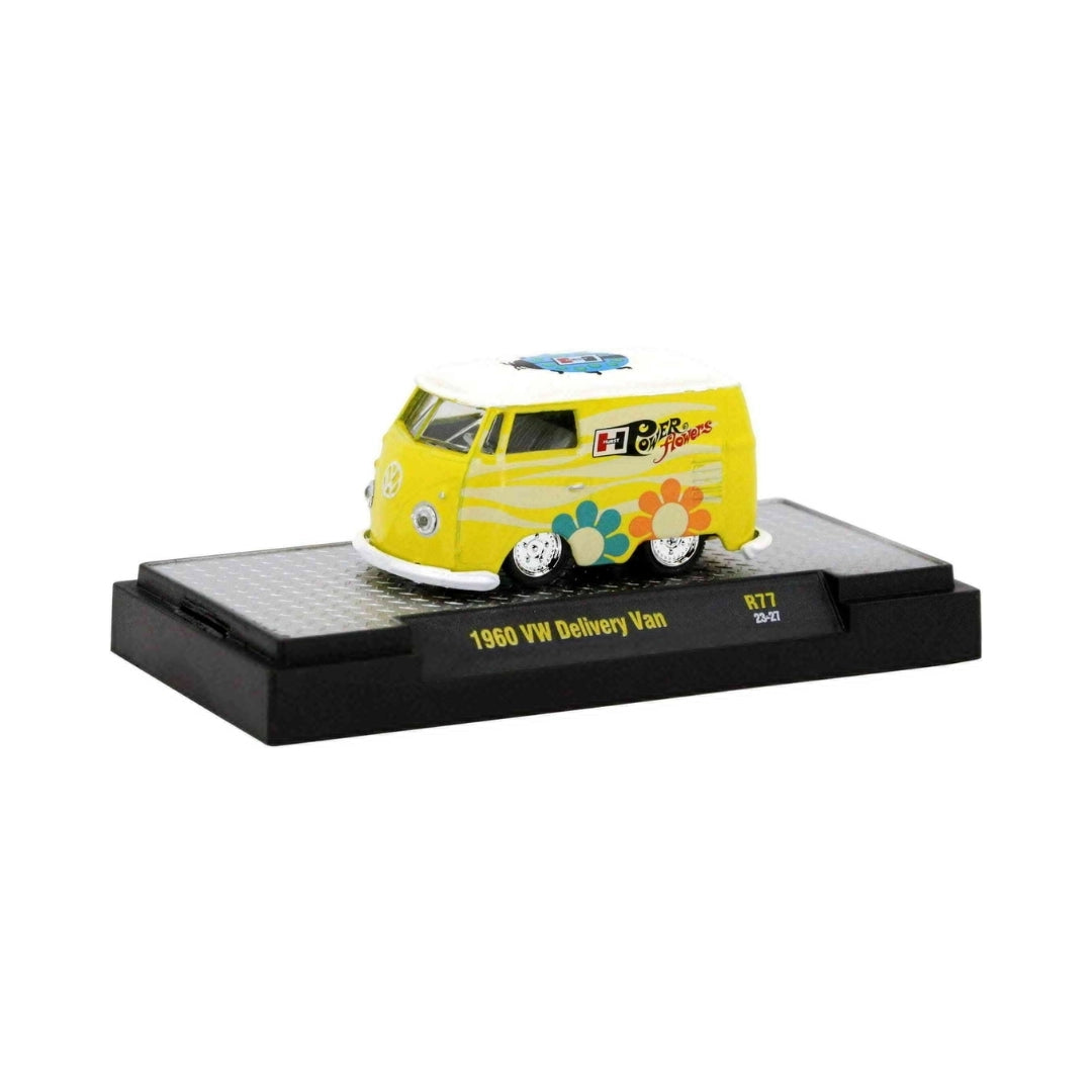 1960 VW Delivery Van - Yellow Hurst Performance Flower Power Theme with Blue Roof Graphic (Auto-Thentics Release 77)
