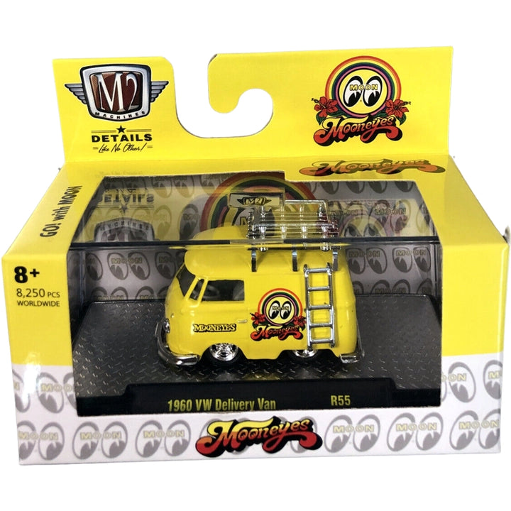 1960 VW Delivery Van - Yellow Mooneyes with Silver Roof Rack & Ladder (Moon Series Release 55)