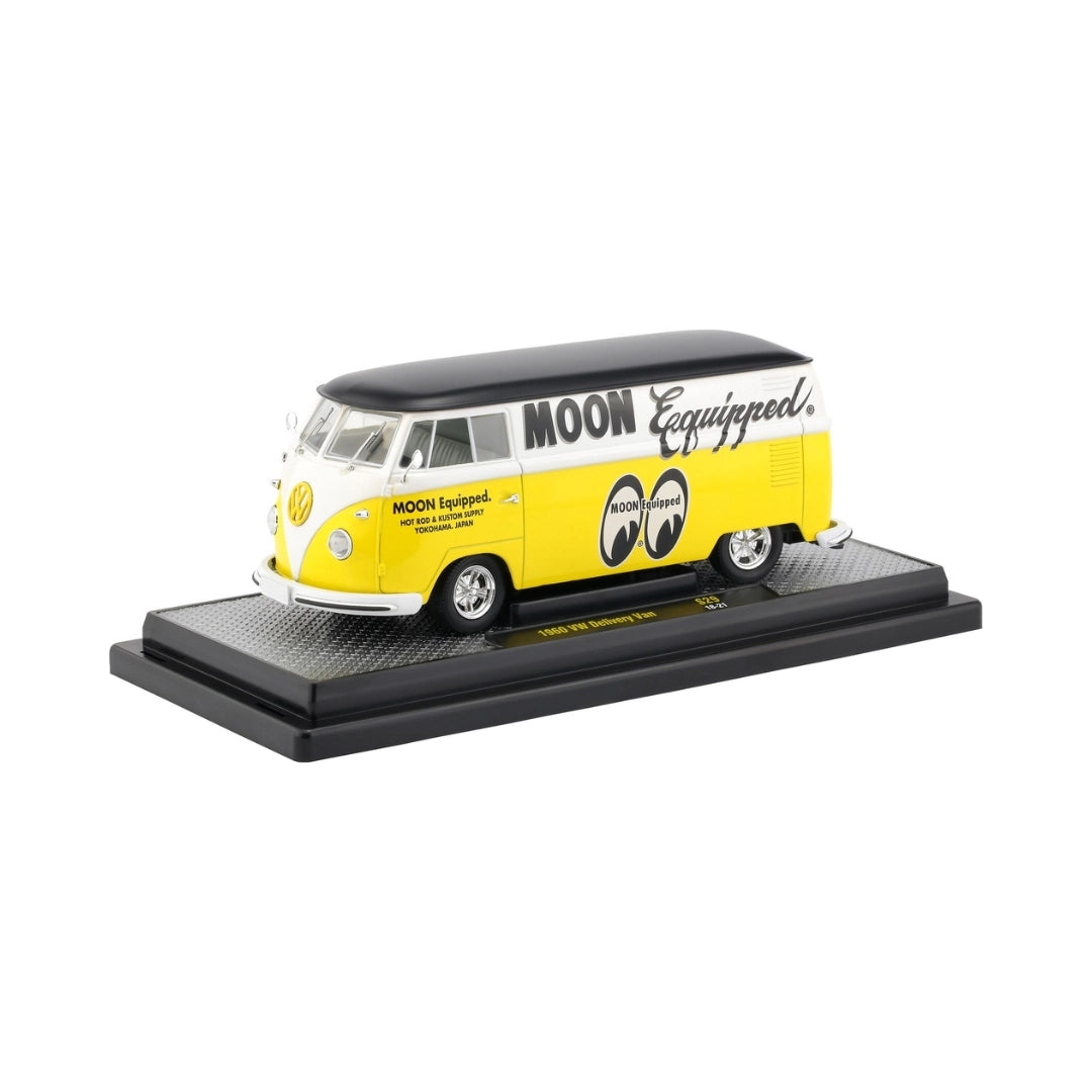 1960 VW Delivery Van - Yellow/White (Moon Equipped Livery, Black Roof, Silver Chrome Details)