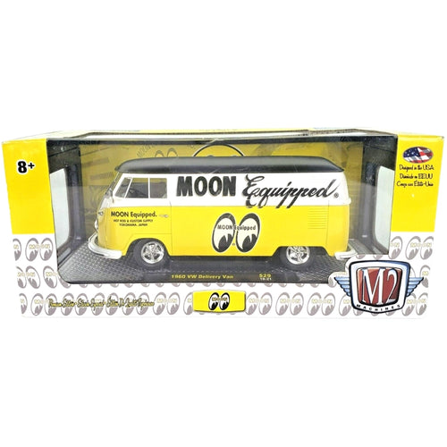1960 VW Delivery Van - Yellow/White (Moon Equipped Livery, Black Roof, Silver Chrome Details)