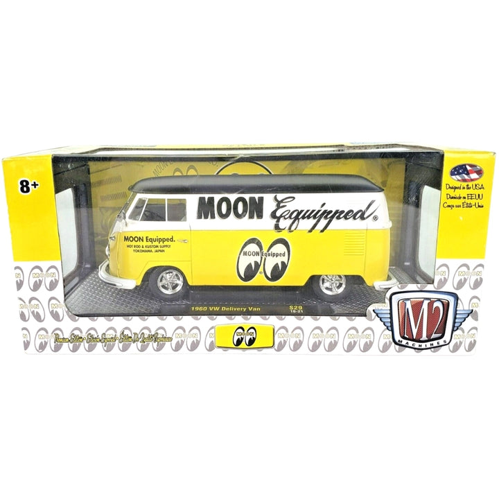 1960 VW Delivery Van - Yellow/White (Moon Equipped Livery, Black Roof, Silver Chrome Details)