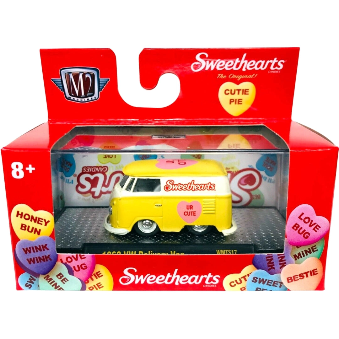 1960 VW Delivery Van - Yellow & Pink Sweethearts "UR CUTE" (Walmart Exclusive Auto-Thentics WMTS17)