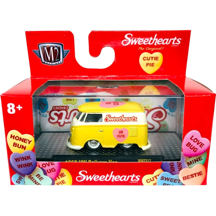 1960 VW Delivery Van - Yellow & Pink Sweethearts "UR CUTE" (Walmart Exclusive Auto-Thentics WMTS17)