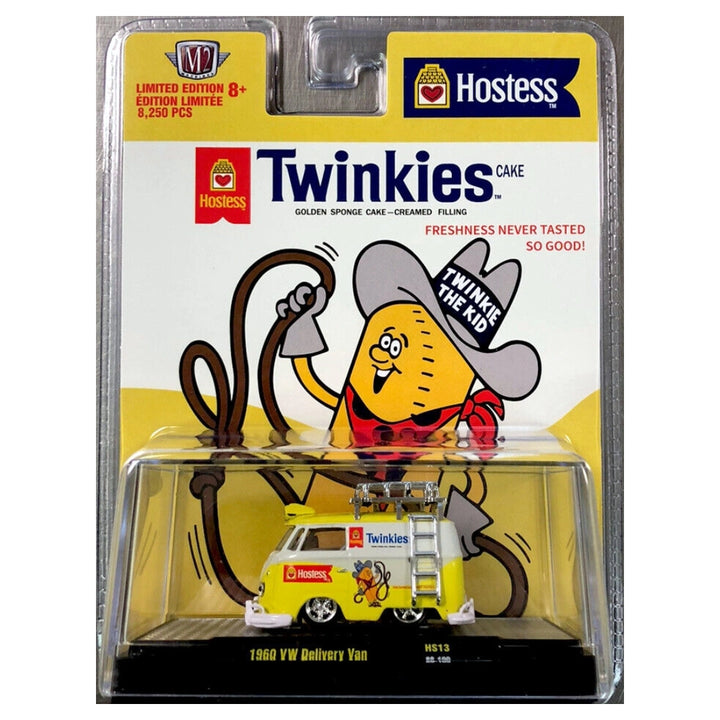 1960 VW Delivery Van - Yellow & White Hostess Twinkies with Silver Chrome Details, White Bumpers, White Interior, Silver Roof Rack & Ladder (Exclusive, Limited Edition)