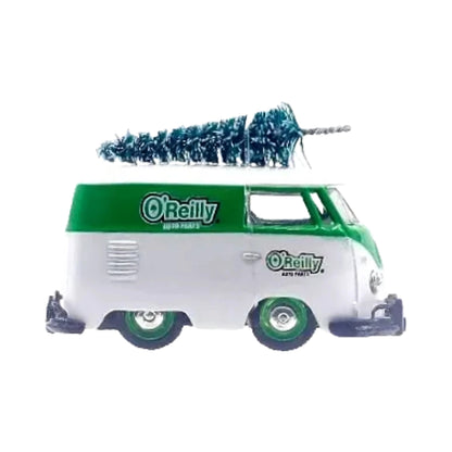 1960 VW Delivery Van (Shorty) - Green & White O'Reilly Auto Parts Christmas Ornament with Roof Tree (Release OR01)