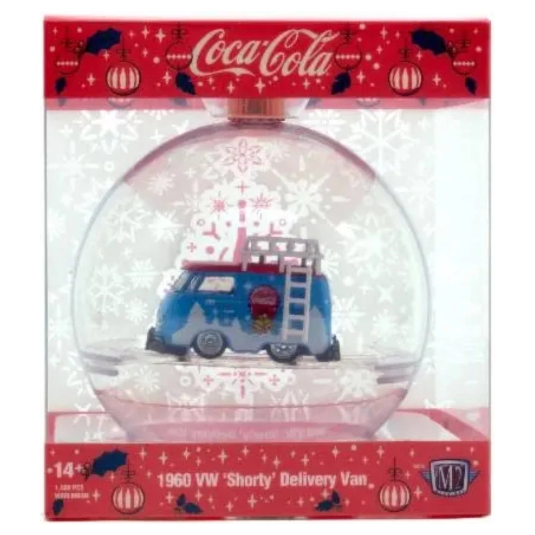 1960 VW 'Shorty' Delivery Van - Blue Coca-Cola Holiday Ornament with Roof Rack (AutoZone Exclusive)
