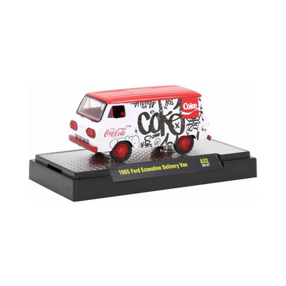 1965 Ford Econoline Delivery Van - White/Red (Coca-Cola, Red Headlights, Red Chrome Hubcaps & Details, Red Interior)