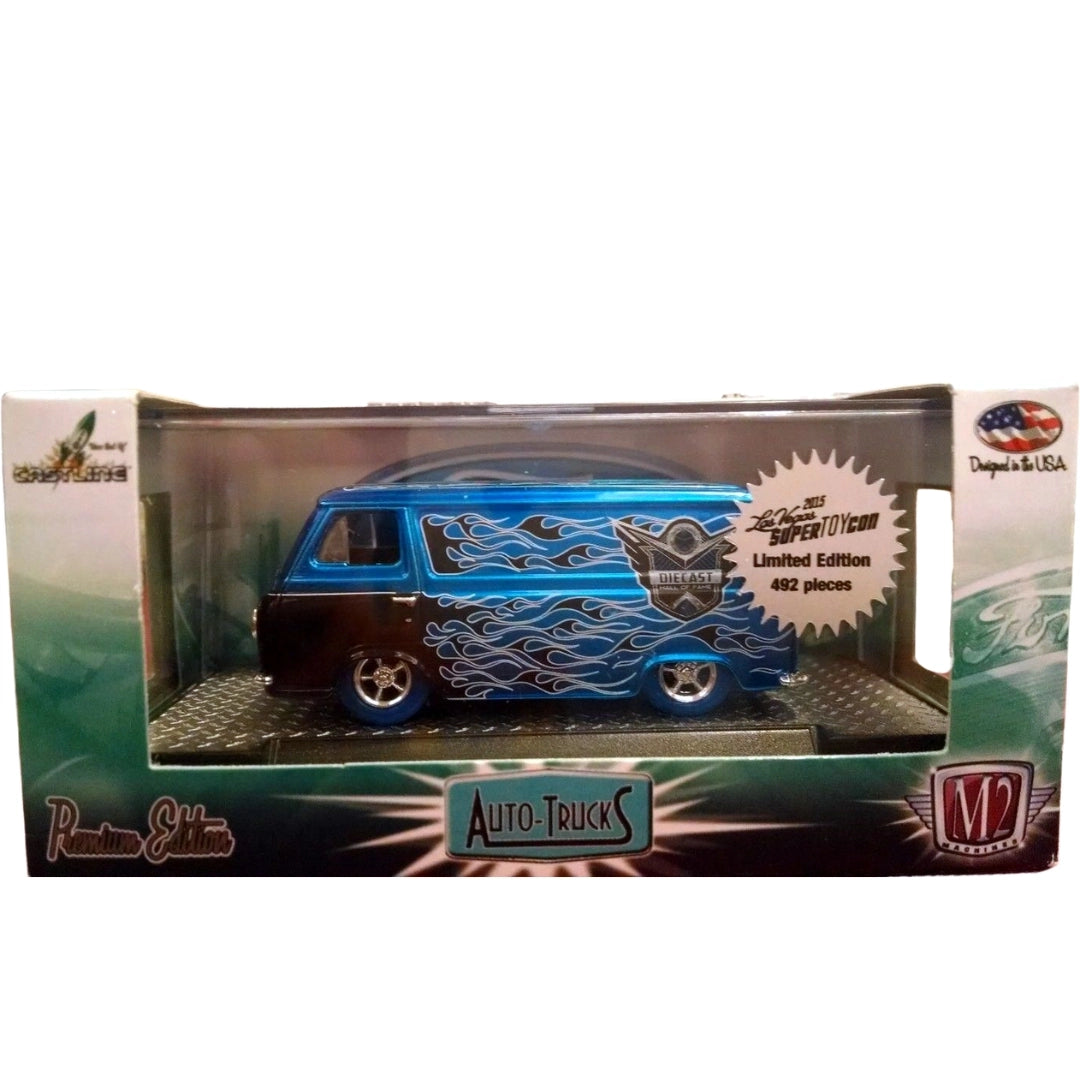1965 Ford Econoline Van - Blue/Silver Flames (Silver Chrome Rims & Details, Black Interior)