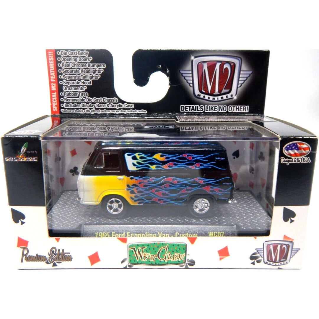 1965 Ford Econoline Van Custom - Black/Yellow Flames (Silver Chrome Details, Black Interior)