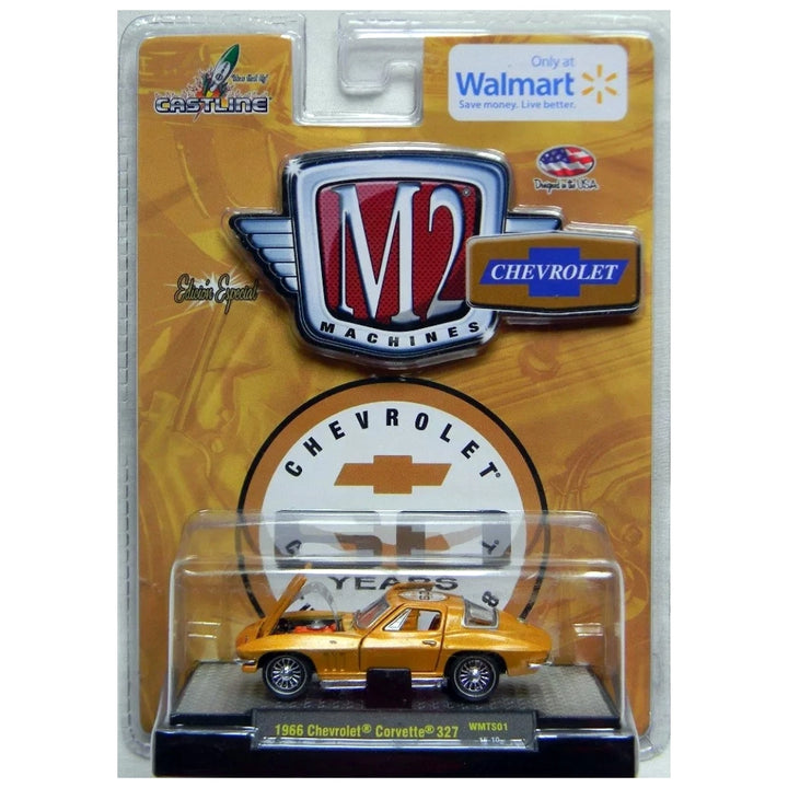 1966 Chevrolet Corvette 327 – Gold (Chrome Rims, Clamshell Blister, Walmart Exclusive)