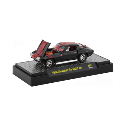 1966 Chevrolet Corvette 427 – Black/Red Two-Tone (Hood Open, Red Rims, Chase)