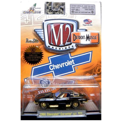 1966 Chevrolet Corvette 427 – Black (Blue Interior, Gold Rims, Hood Open, Box) (Copy)