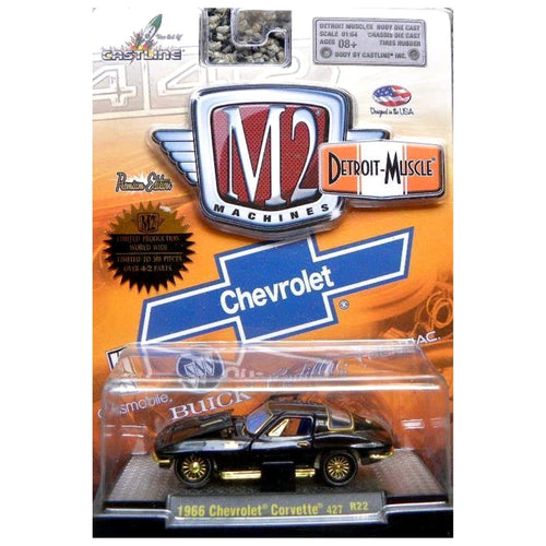 1966 Chevrolet Corvette 427 – Black (Blue Interior, Gold Rims, Hood Open, Box) (Copy)