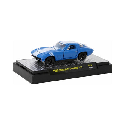 1966 Chevrolet Corvette 427 – Blue (White Hood Stripes, Black Rims, Display Base)