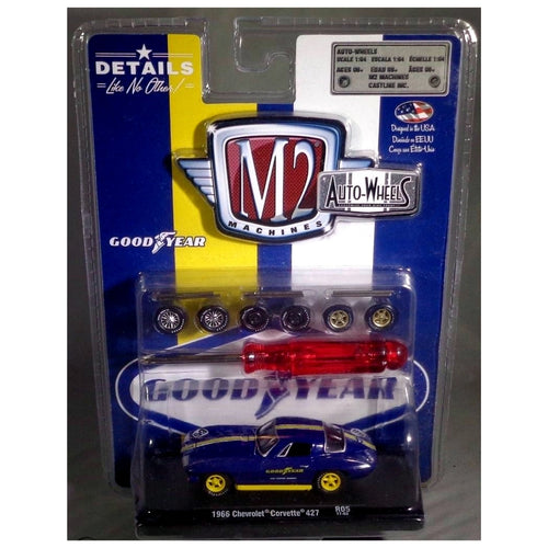 1966 Chevrolet Corvette 427 – Blue (Yellow Hood Stripes, Yellow Rims, Auto-Wheels Tool Kit Set)