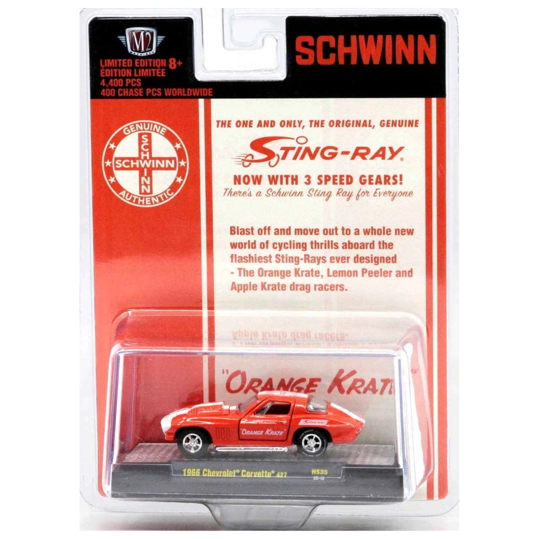 1966 Chevrolet Corvette 427 – Orange/Red (Hood Open, Chrome Rims, Schwinn Krate Livery, Hobby Exclusive)