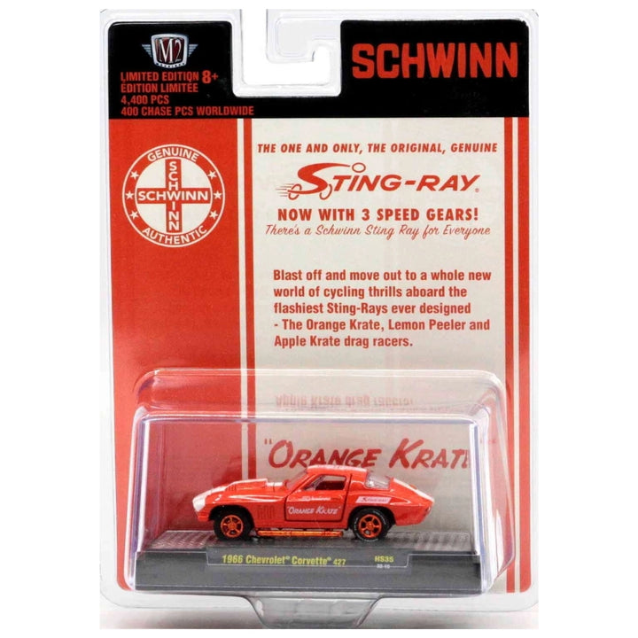1966 Chevrolet Corvette 427 – Orange/Red (Hood Open, Red Rims, Schwinn Krate Livery, Chase, Hobby Exclusive)