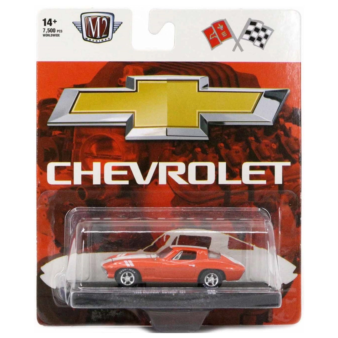1966 Chevrolet Corvette 427 – Orange (White Hood Stripes, Chrome Rims)