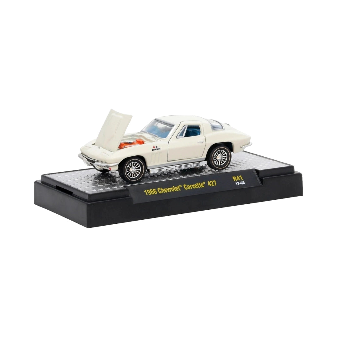 1966 Chevrolet Corvette 427 – White (Hood Open, Chrome Rims)