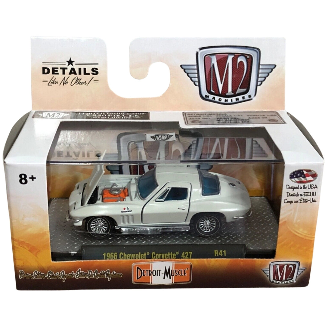 1966 Chevrolet Corvette 427 – White (Hood Open, Chrome Rims)
