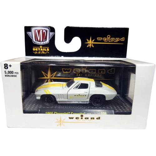 1966 Chevrolet Corvette 427 – White (Yellow Hood Stripe, Black Rims, Hood Open, O'Reilly Auto Parts Livery)