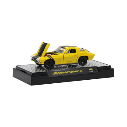 1966 Chevrolet Corvette 427 – Yellow (Black Hood Stripe, Black Rims, Hood Open)
