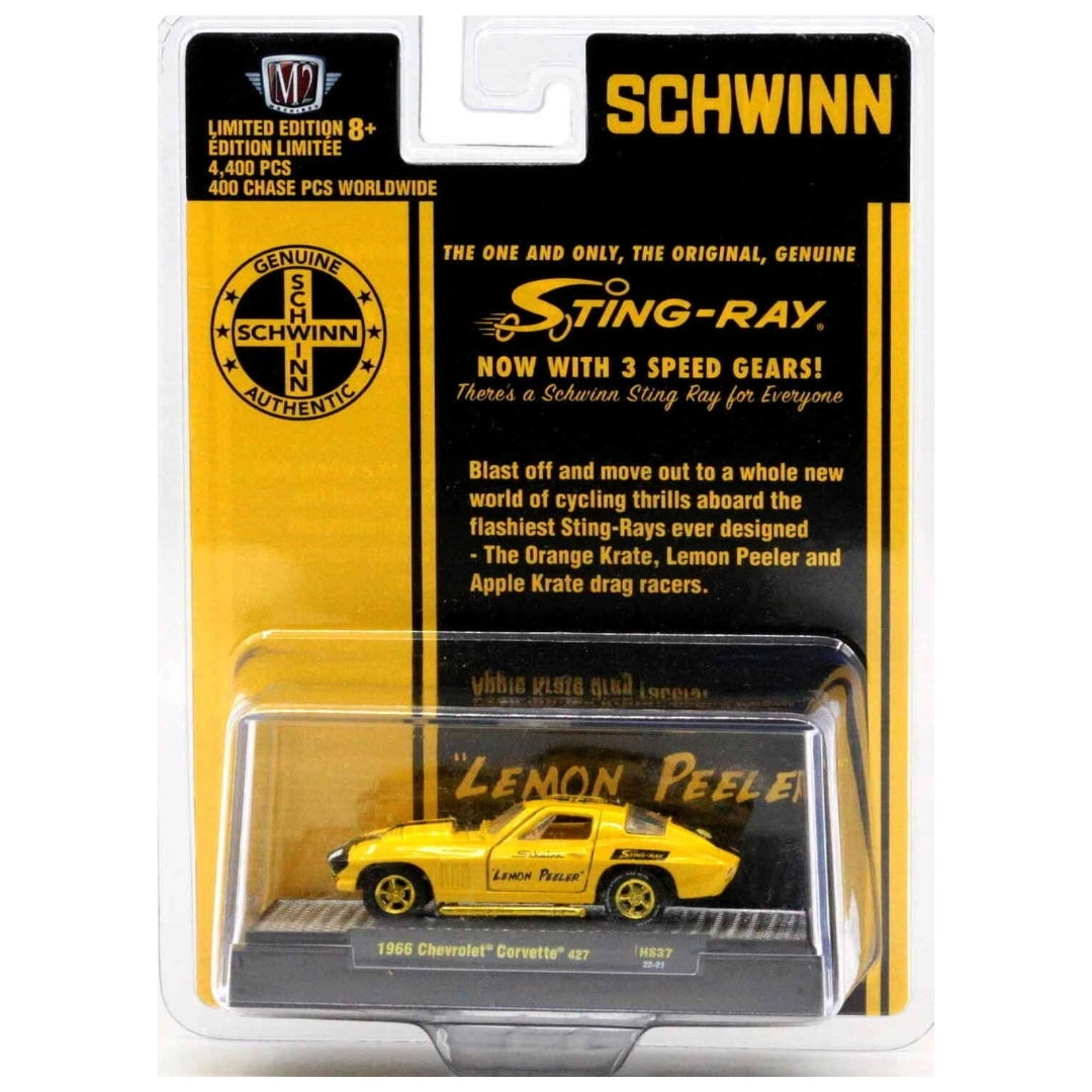 1966 Chevrolet Corvette 427 – Yellow (Hood Open, Gold Rims, Schwinn Krate Livery, Chase, Hobby Exclusive)