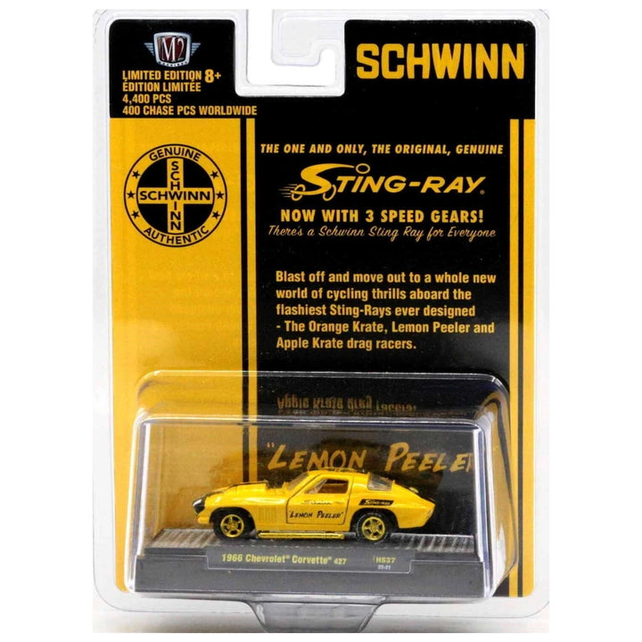 1966 Chevrolet Corvette 427 – Yellow (Hood Open, Gold Rims, Schwinn Krate Livery, Chase, Hobby Exclusive)