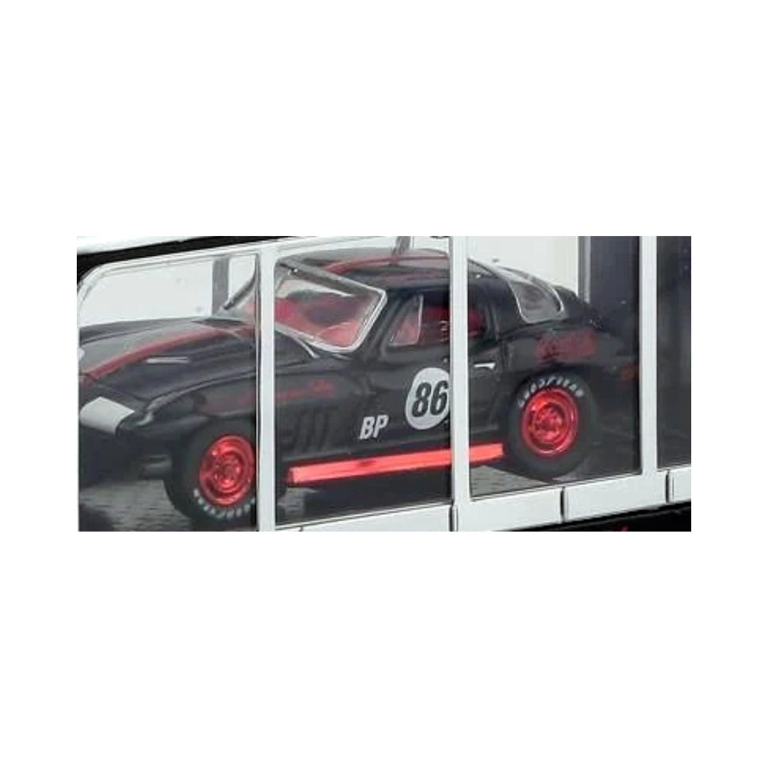 1966 Chevrolet Corvette – Black (Red Rims, #86 Racing Livery, Chase, Coca-Cola Auto-Haulers Set)