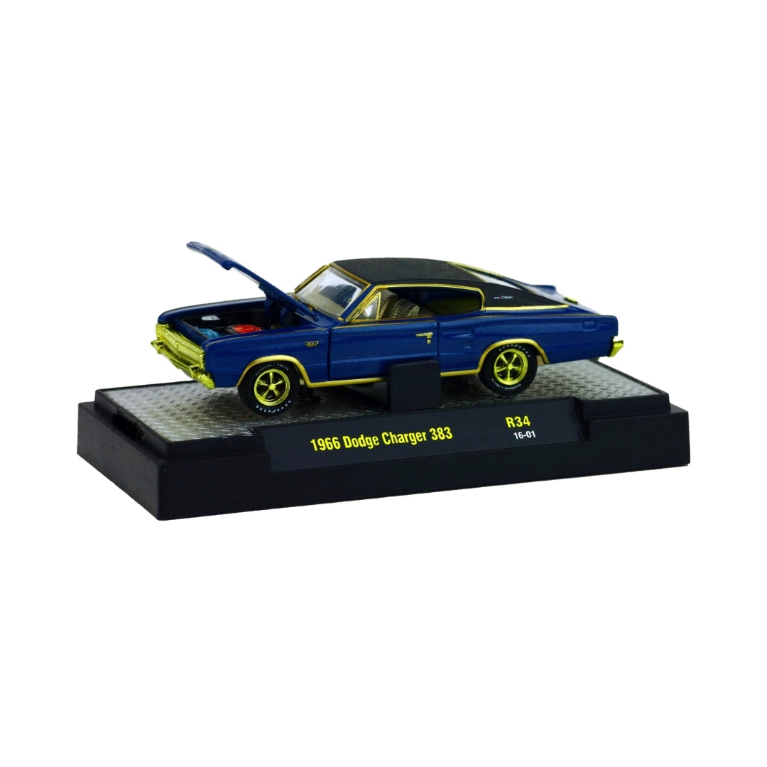 1966 Dodge Charger 383 - Blue/Yellow Rims (Detroit-Muscle Release 34, Chase)