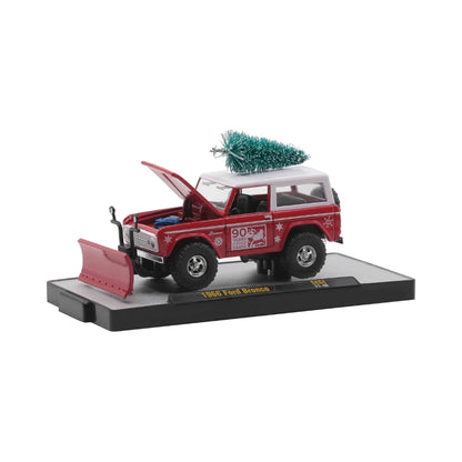 1966 Ford Bronco - Red & White (Coca-Cola Christmas, Snow plow & tree accessory, Walmart Exclusive)