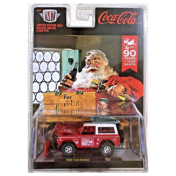 1966 Ford Bronco - Red & White (Coca-Cola Christmas, Snow plow & tree accessory, Walmart Exclusive)