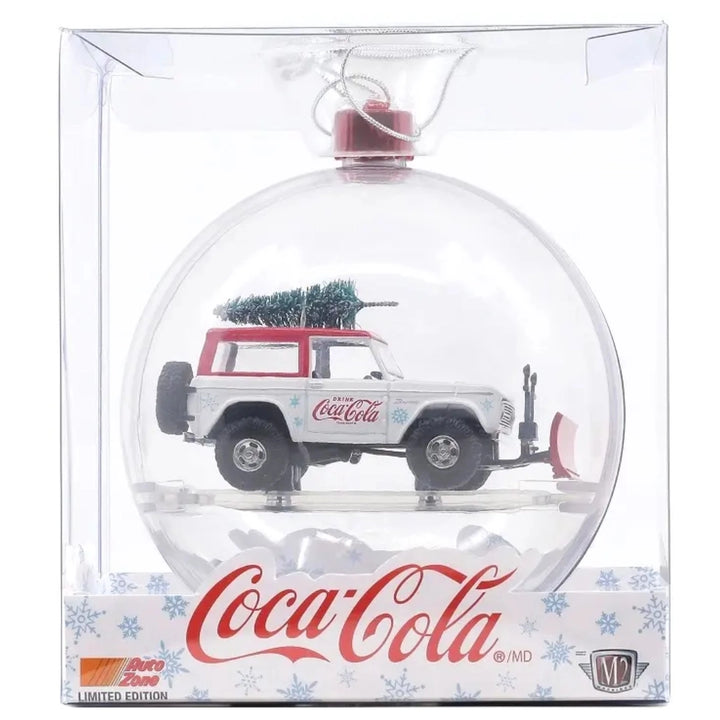 1966 Ford Bronco - White & Red (Coca-Cola Holiday, Christmas tree accessory, AutoZone Exclusive)