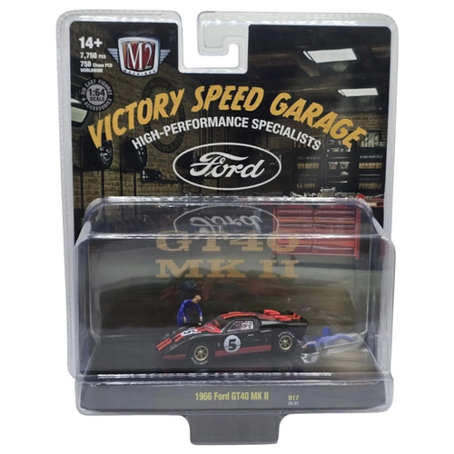1966 Ford GT40 MK II - Black & Red Racing Livery (Brass Rims, Red Interior)
