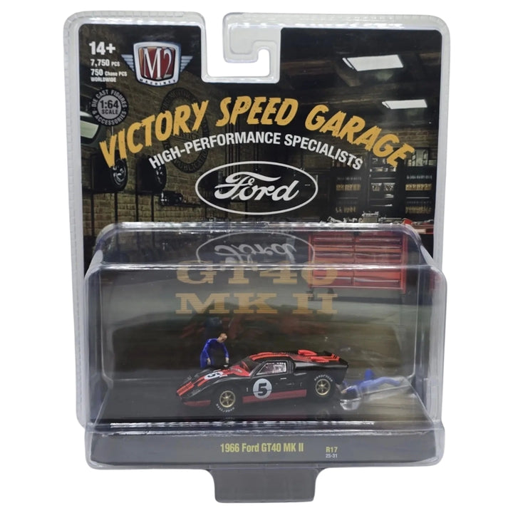 1966 Ford GT40 MK II - Black & Red Racing Livery (Brass Rims, Red Interior)