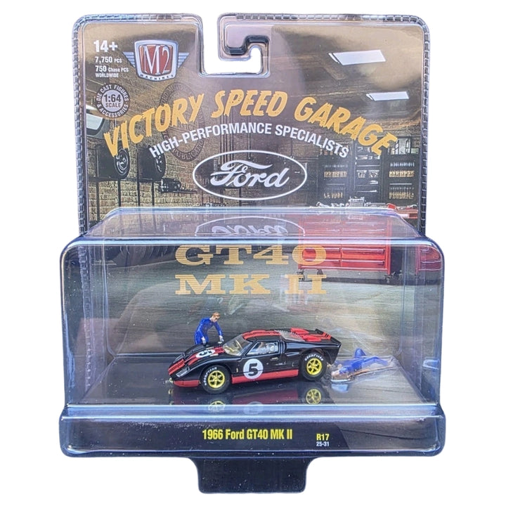 1966 Ford GT40 MK II - Black & Red Racing Livery (Yellow Chrome Rims, Yellow Interior Chase)