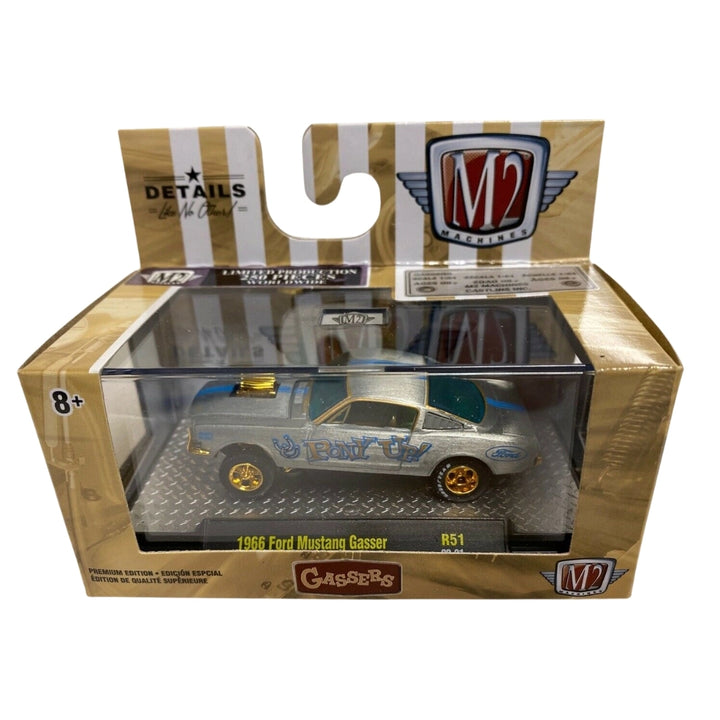 1966 Ford Mustang Gasser - Silver with Gold Chrome (Goodyear) (Super Chase)