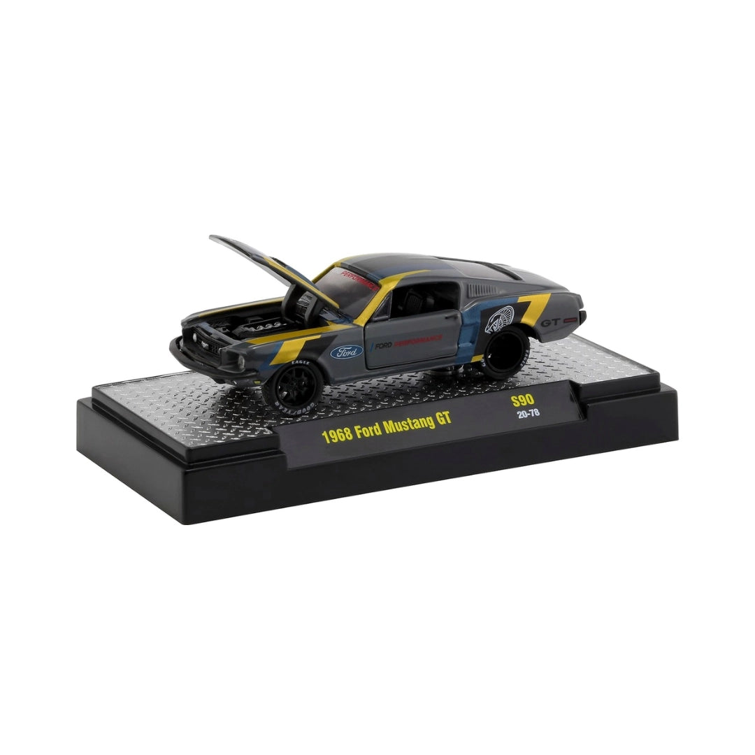1968 Ford Mustang GT - Black/Yellow (Display Base)