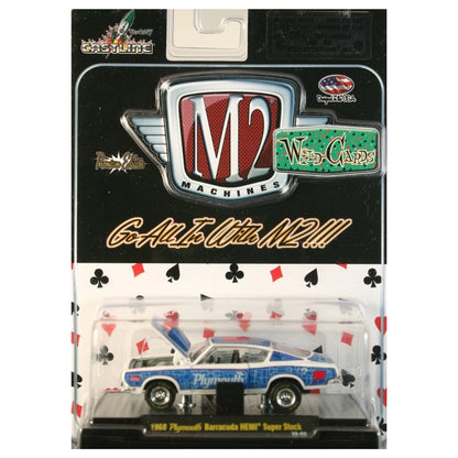 1968 Plymouth Barracuda HEMI Super Stock – Blue & White (Plymouth Livery, Clamshell Blister)