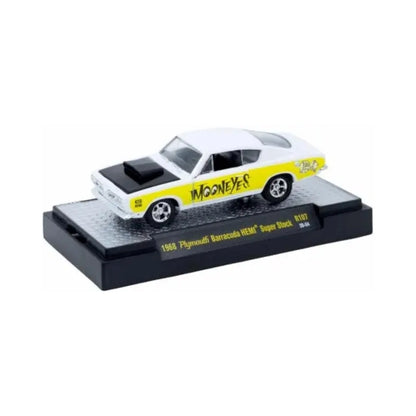 1968 Plymouth Barracuda HEMI Super Stock – White & Yellow (Mooneyes Livery)