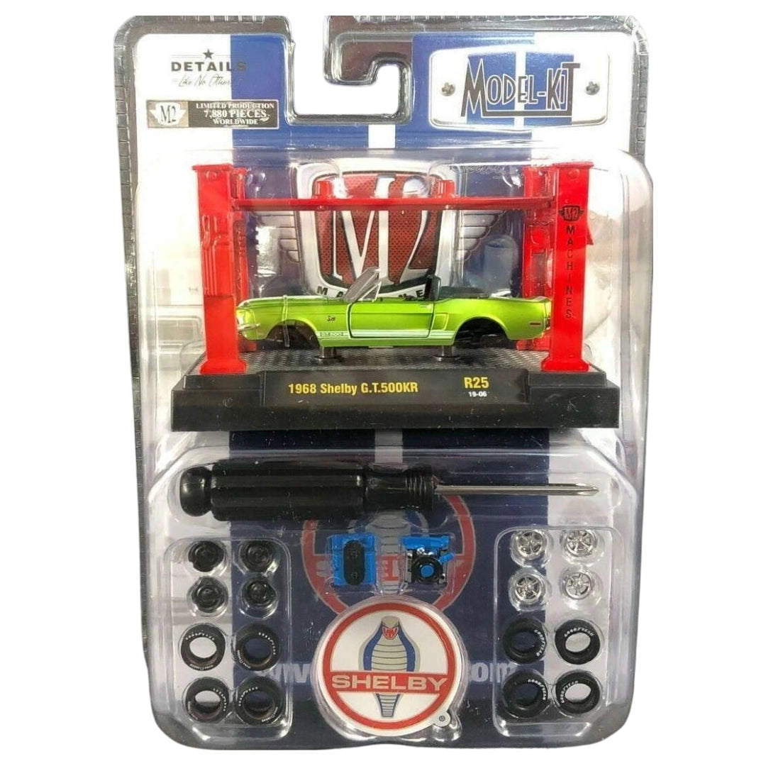 1968 Shelby G.T.500KR - Lime Green Convertible (Model-Kit Release 25, Garage Lift Set, Tools & Tires Included)