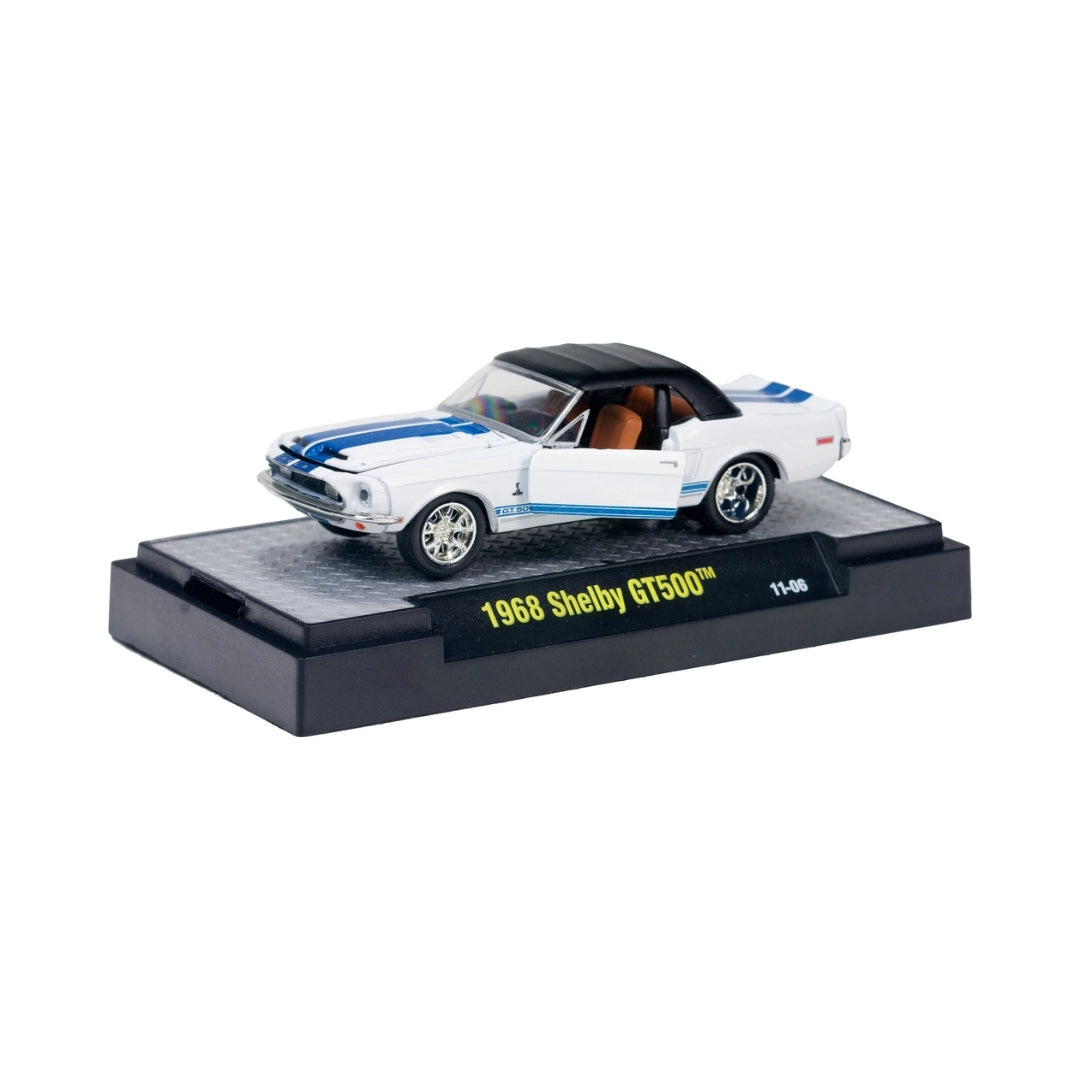 1968 Shelby GT500 - White & Blue Convertible (Detroit Cruisers Series, Box, Hood Open)