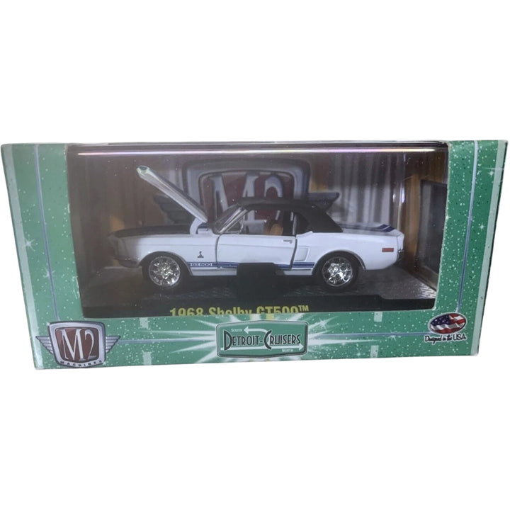 1968 Shelby GT500 - White & Blue Convertible (Detroit Cruisers Series, Box, Hood Open)