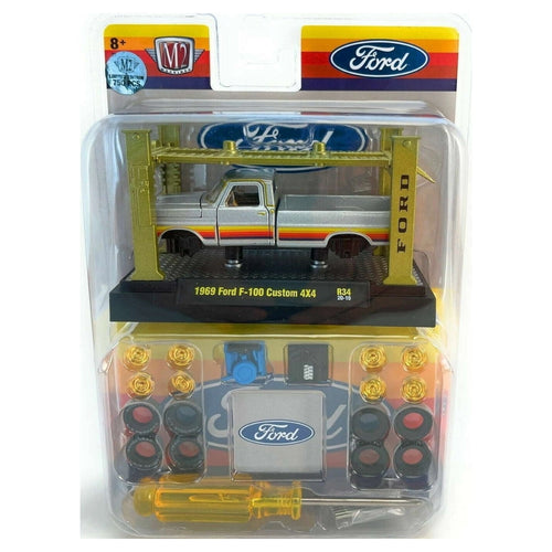 1969 Ford F-100 Custom 4X4 - White, Orange & Black Model-Kit Chase